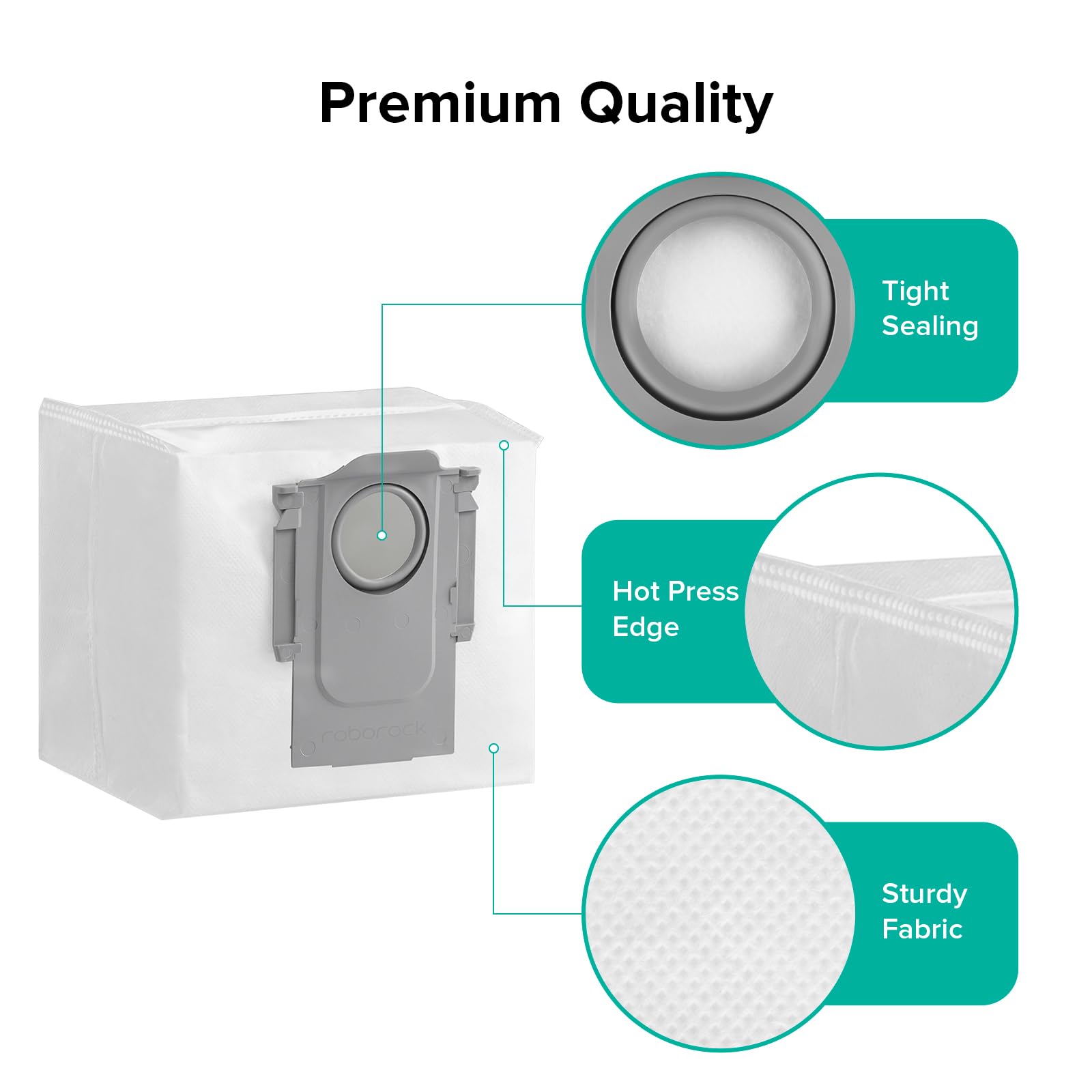 Roborock 6-Pack Disposable Dust Bags for Robot Vacuum Cleaner Q7 L5+, Q10 S5+, Q8 Max+, S8 Pro Ultra, S8+, Q7 Max+, Q5 Max+, Q5+, Q10 X5+, Q7 M5+