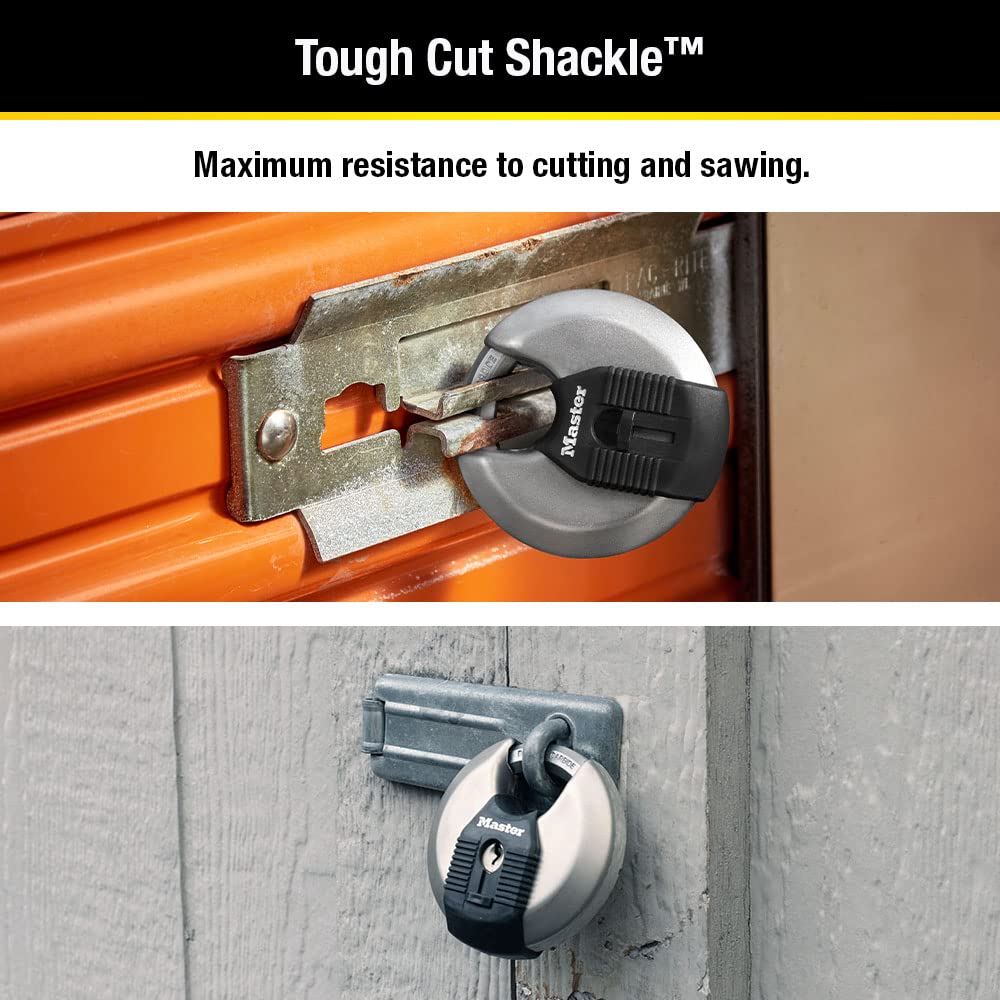 Magnum M50XKADCCSEN Stainless Steel Discus Padlock, Shrouded Shackle 3-1/8-Inch Body, 7/16-Inch Shackle