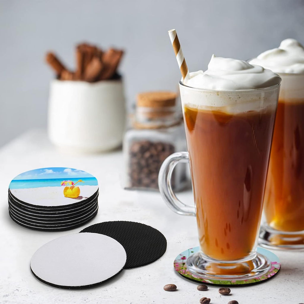 Okllen 60 Pcs Sublimation Coasters Blanks Bulk, 4 Inch Rubber Cup Mat Car Coasters Sublimation Blanks Set, Heat Press Cup Coasters Holder for Thermal Sublimation DIY Crafts