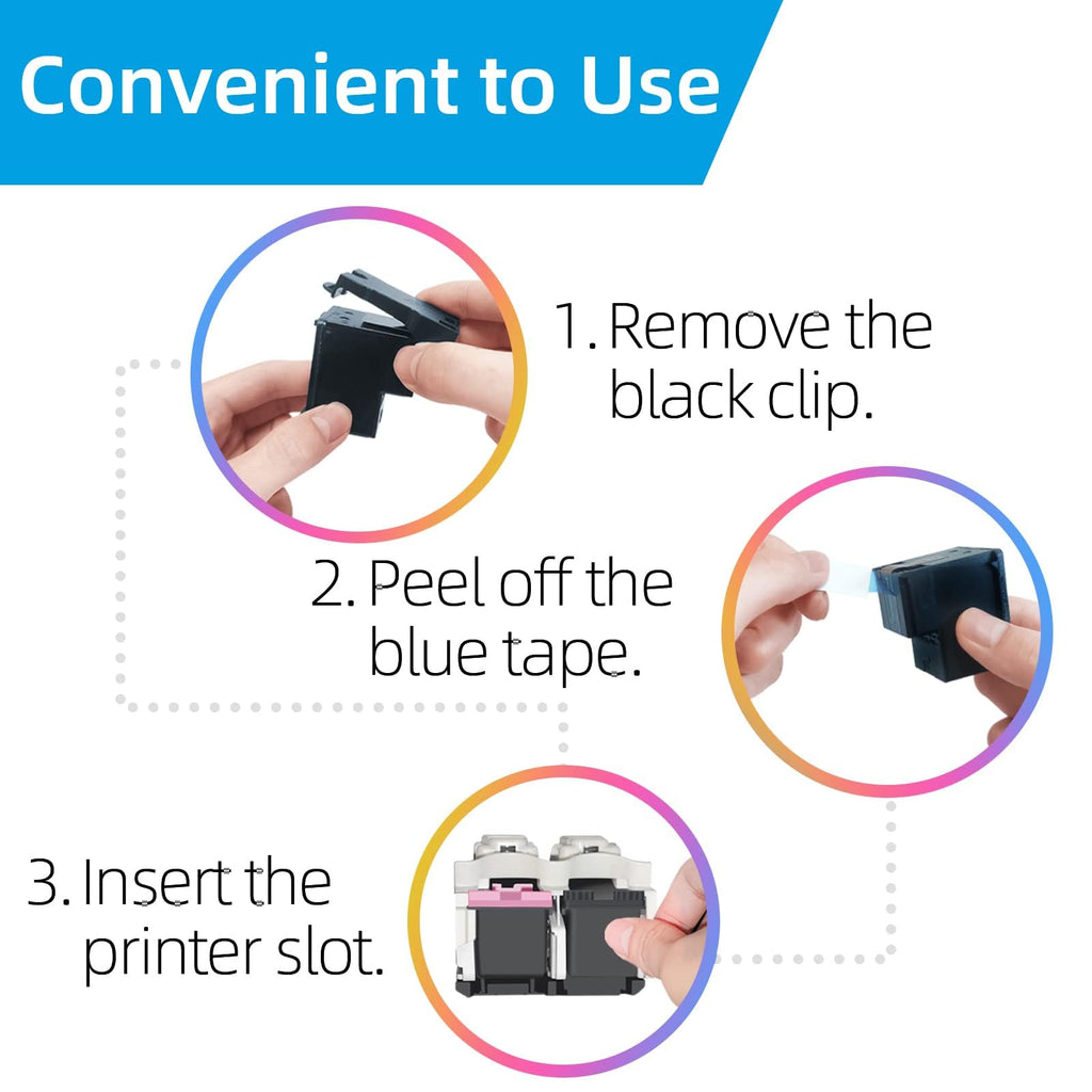 High Yield for HP 63 Ink Cartridges, for HP Ink 63, for HP 63/63XL Ink Cartridge Black/Colour for HP63, Use for Envy 4520 4522 for OfficeJet 3830 4650 5255 3833, for DeskJet 3630 3632 Printer