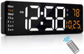 Lantoo 16.2" Large Digital Wall Clock with Remote Control, Dual Alarm, 10-Level Auto Dimmer, LED Clock with Date, Temperature (℃/℉) & Weekday, 12/24H Silent Wall Clock