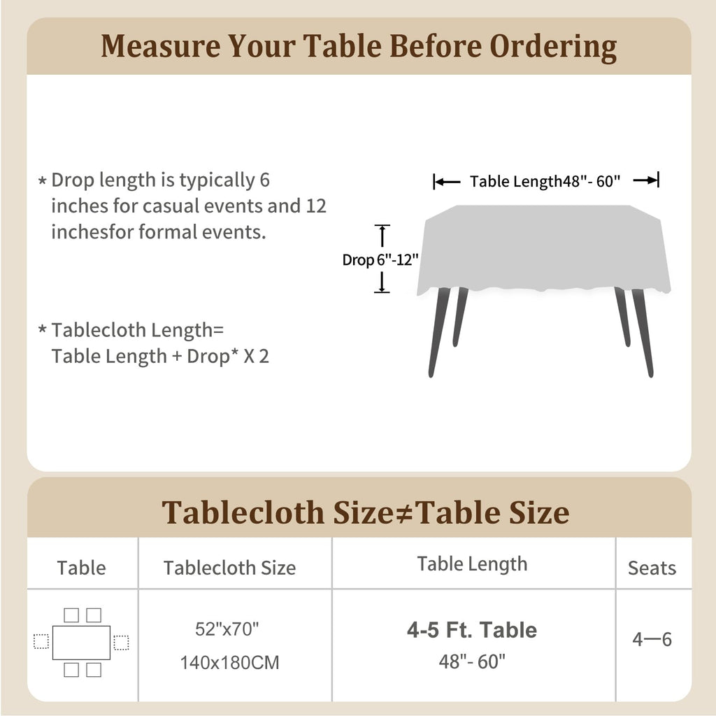 Laolitou Spring Table Cloth (Fits 4 Foot Table) Rectangle Linen Waterproof Textured Light Pink Tablecloth, Washable Wrinkle Free Spill Proof Fabric Tablecloths for Dining Table Farmhouse, 52x70 Inch