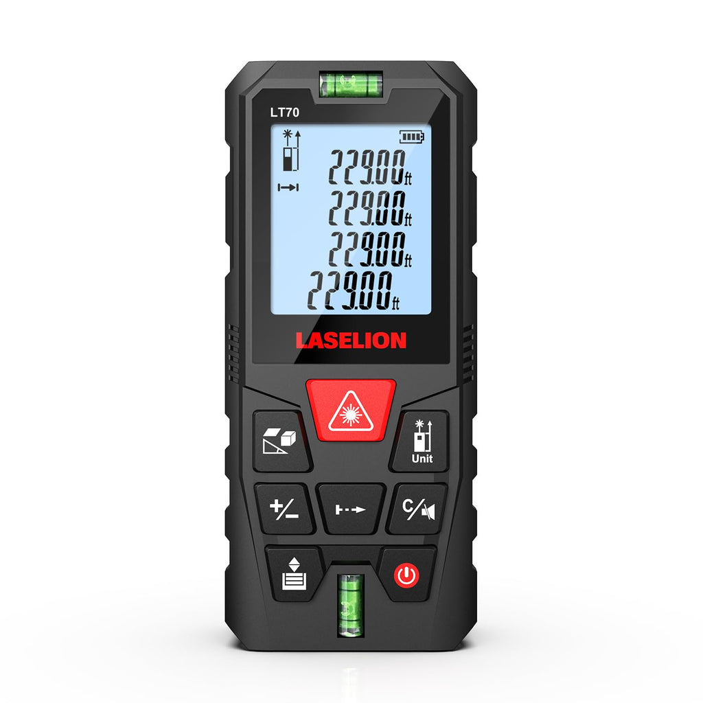LASELION LT70 Laser Distance Meter – 70m (229ft) Range, High Accuracy, Multiple Measurement Modes, Built-in Level Bubble, and Mute Function (229ft)