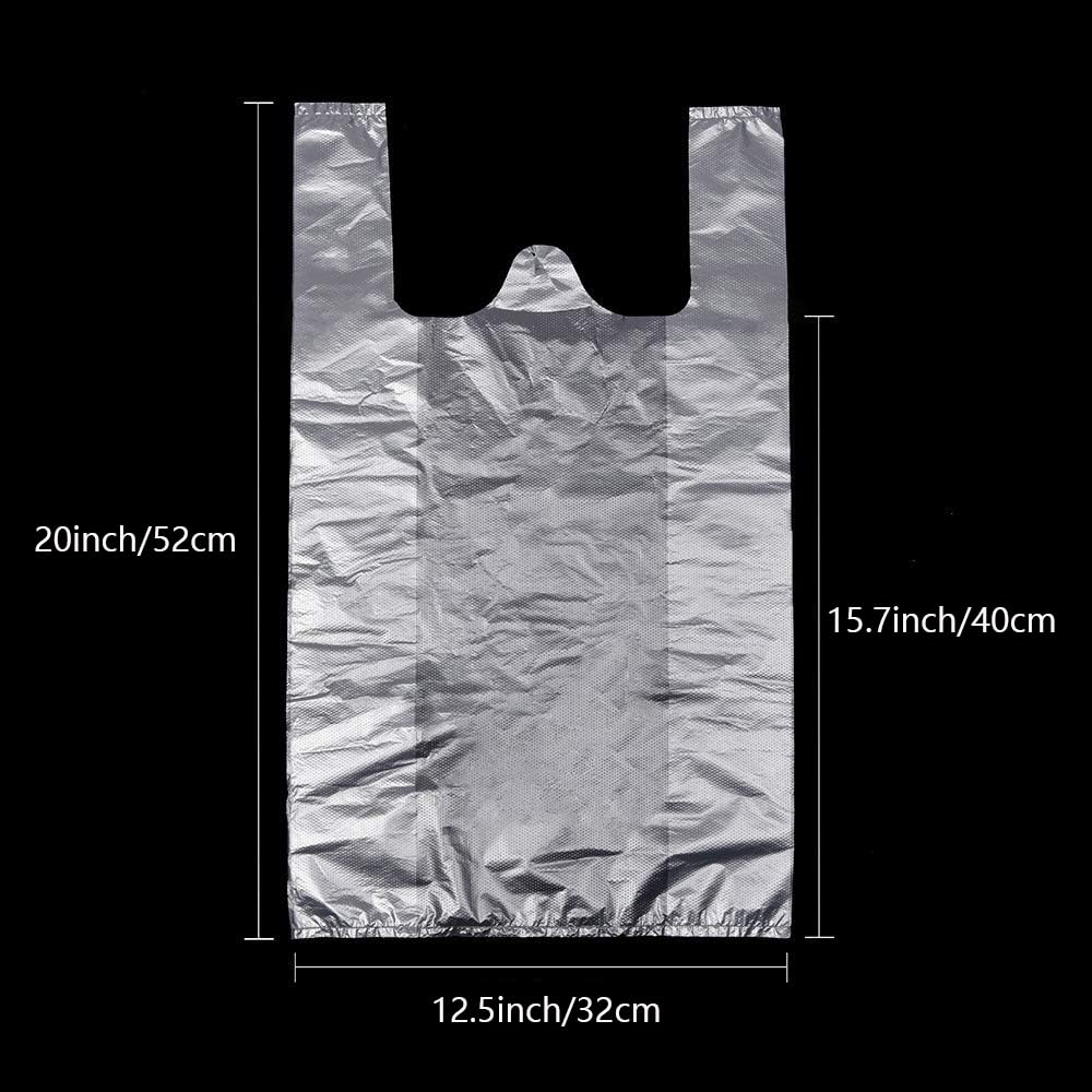 Transparent Grocery Bags Plastic Shopping Bags with Handles T Shirt Bags for Small Business Store Retail Restaurant (Clear(12.5 * 20in,100 pcs))