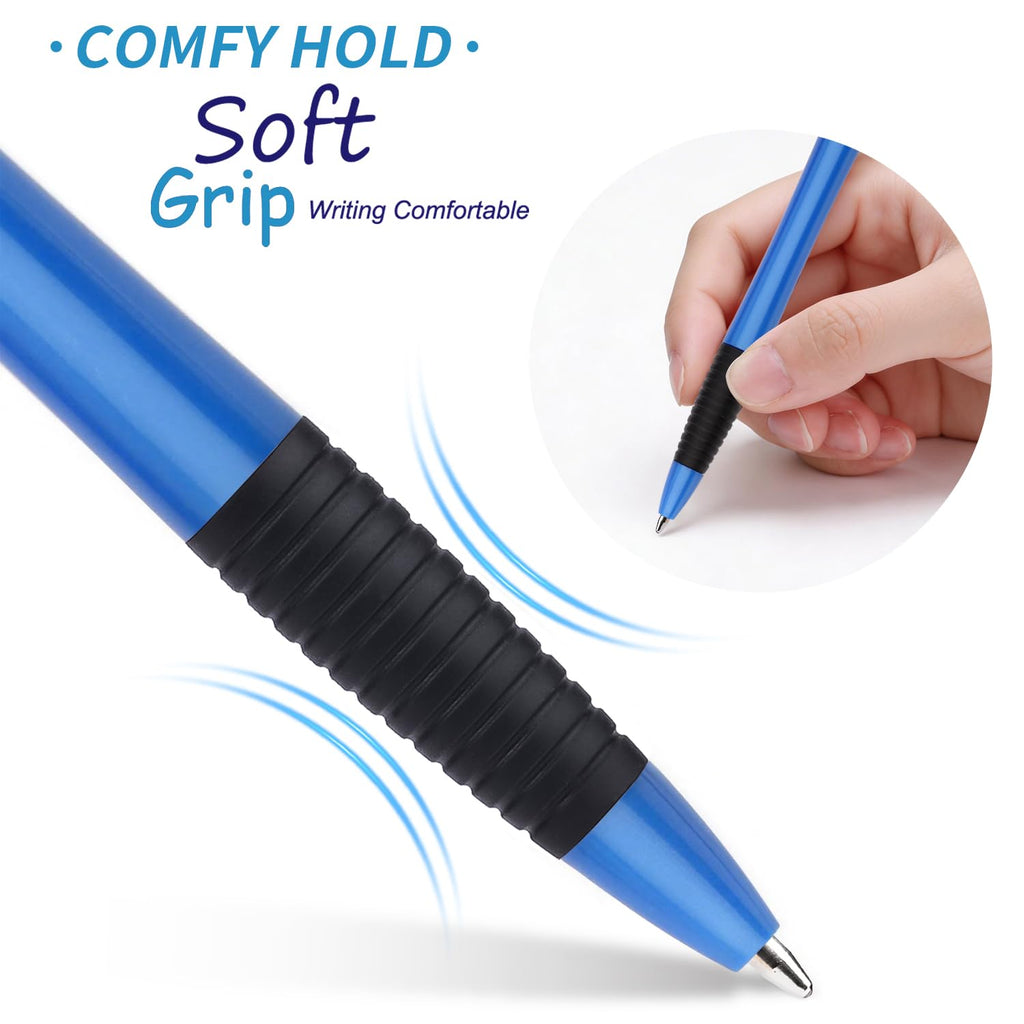 SIKAO Pens Bulk, 60 Pack Gripped Slimster Ballpoint Pens Black Ink 1.0mm Medium Point Smooth Writing, Click Pens with Comfort Grip for Teachers, Students, Restaurant Servers, School & Office Use