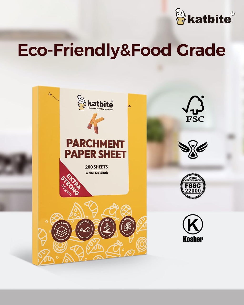 Katbite 200pcs Parchment Paper Sheets 12x16 inch (9x13 Optional) Heavy Duty, Baking Paper Parchment for Cookies, Bread, Meat, Pizza