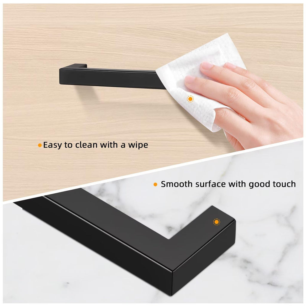 Gobrico 15 Pack Square Corner Bar Kitchen Cabinet Door Handles, Matte Black Stainless Steel Drawer Pulls for Bathroom and Bedroom, Cupboard Handles Hole Centers 90mm