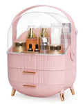 Makeup Skincare Organizer and Storage for Bathroom Vanity Countertop, Portable Travel Cosmetic Display Cases with Lid and Drawers, Gift for Women and Girls -Pink
