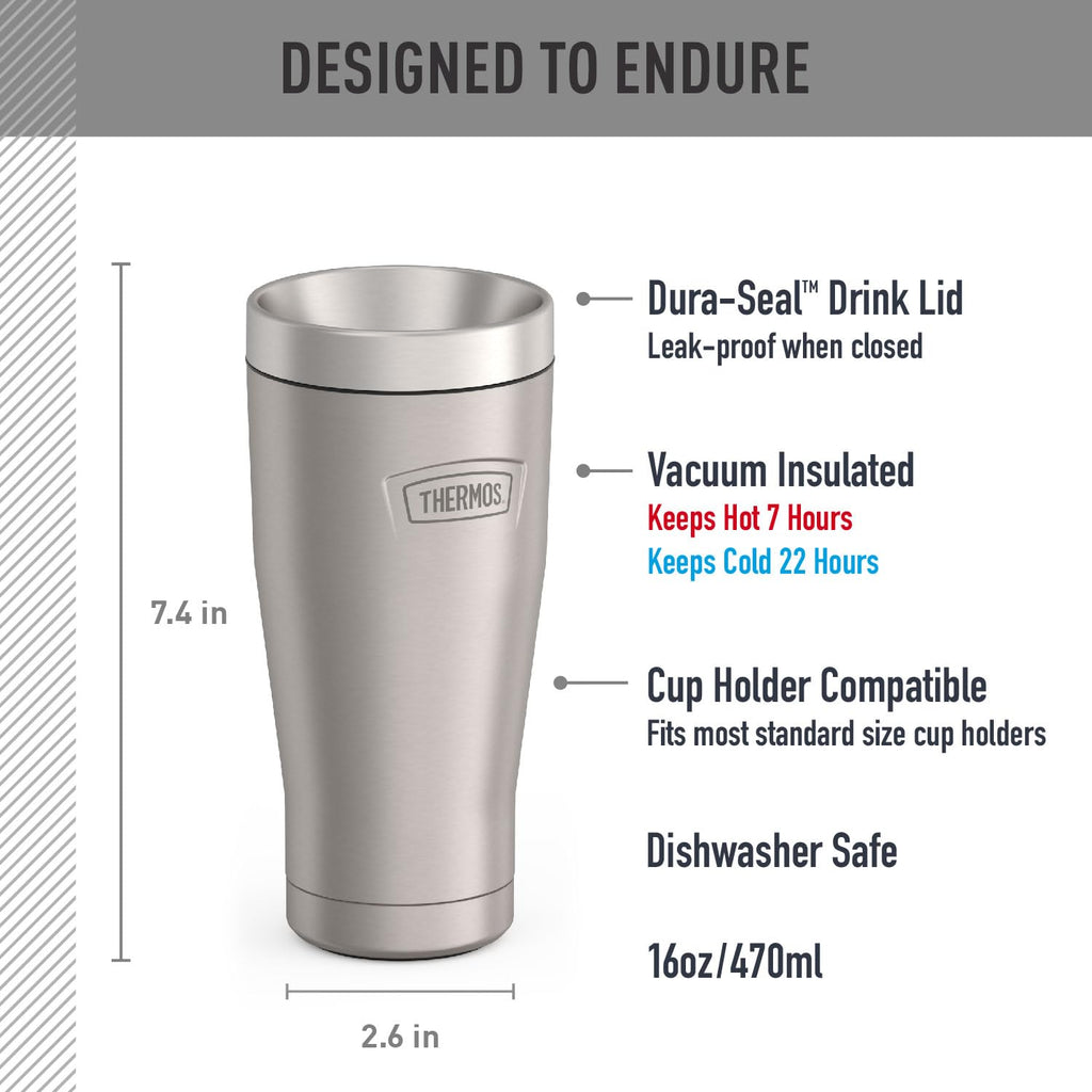 THERMOS ICON Series 16 oz Stainless Steel Tumbler Matte Steel