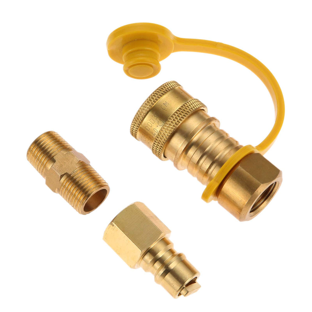 3/8 Inch Natural Gas Quick Connect Fittings, Natural and Propane Hose Quick Disconnect Kit 3/8” Male Pipe NPT Thread x 3/8” Female Pipe Thread for Low Pressure Propane Systems