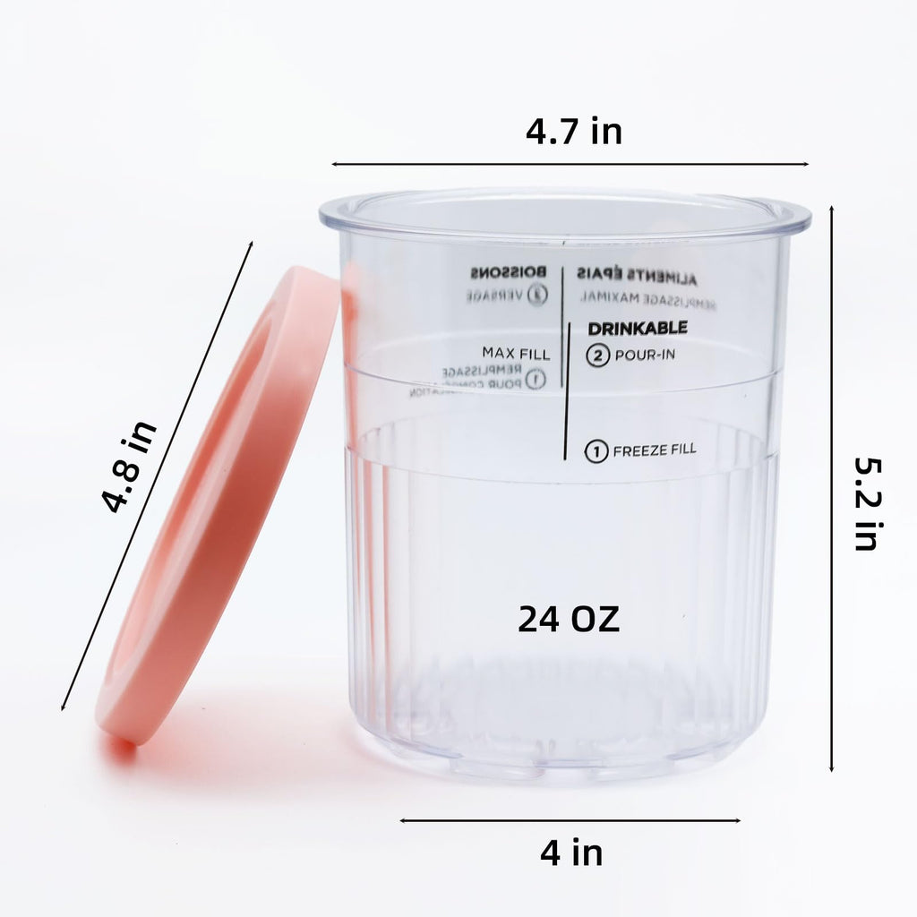 Containers Replacement for Ninja Creami Pints and Lids - 4 Pack, 24oz Cup Compatible with NC501, NC500 Series Ice Cream Maker, BPA Free Dishwasher Safe Leak Proof