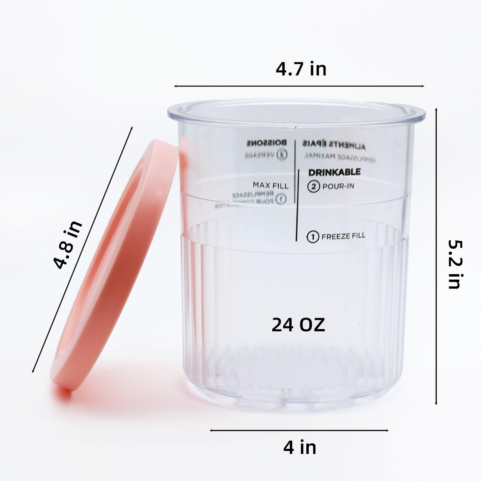 Containers Replacement for Ninja Creami Pints and Lids - 4 Pack, 24oz Cup Compatible with NC501, NC500 Series Ice Cream Maker, BPA Free Dishwasher Safe Leak Proof