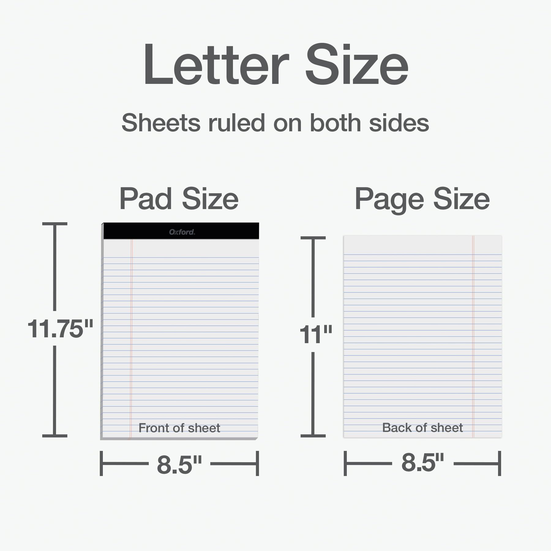 Oxford 8.5 x 11.75 Legal Pads, 12 Pack, Wide Ruled, White Paper, 50 Sheets Per Writing Pad, Made in the USA (74030)