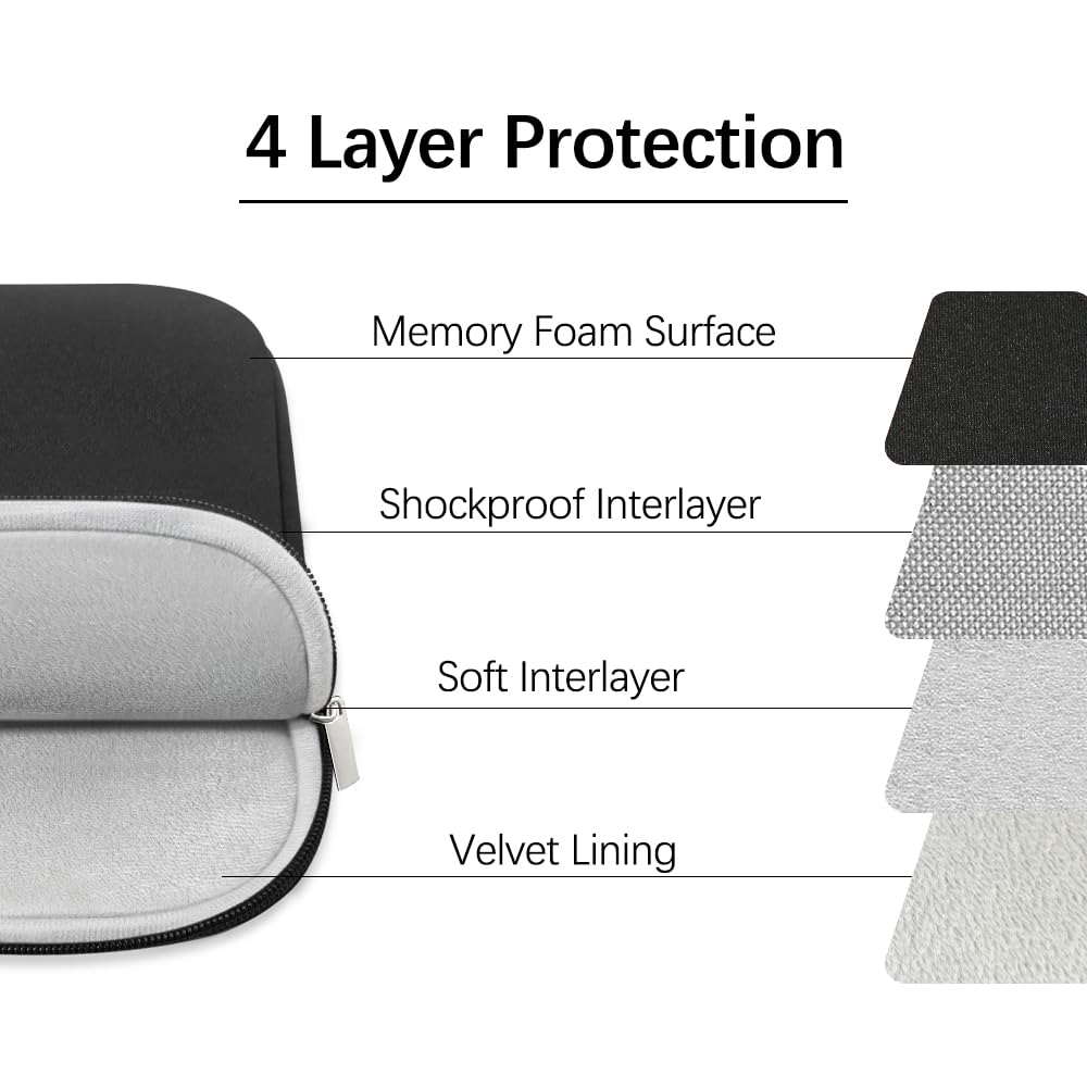 15 Inch Laptop Sleeve Case for MacBook Air 15.3 inches M5-M2 Chip (2026-2023) A3448 A3241 A3114 A2941 Soft Memory Foam Portable Carrying Travel Velure Lining Accessories (Black)