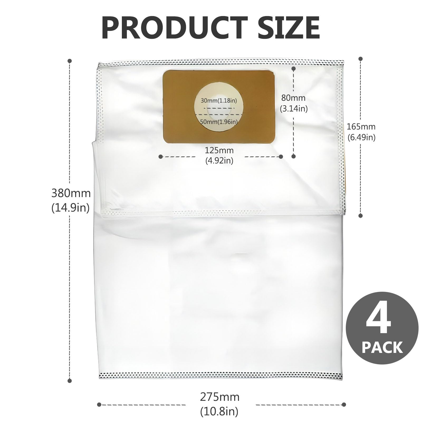 4 Pack Premium Central Vacuum Bags Compatible with Nuera Filtre 189, Husky Filtre 189, DuoVac Filtre 189, SoluVac Filtre-189 SVS, and Other CV Systems for Efficient Cleaning Solutions