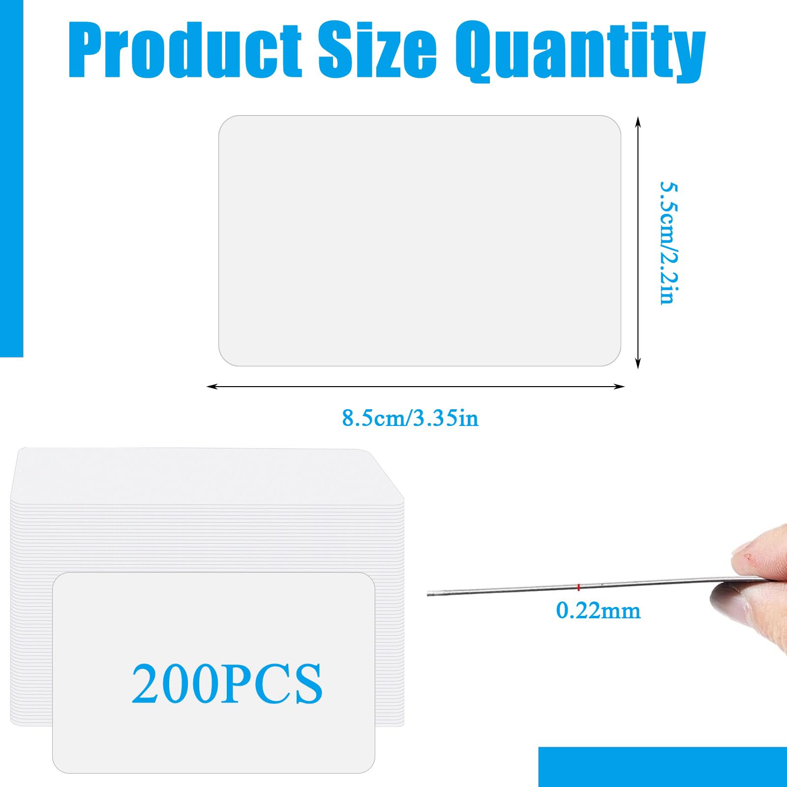 200 Pack Sublimation Business Card Blanks,Aluminum Alloy Double Sided Name Card Bulk Metal Sublimation Business Cards for Office Custom Engrave Print DIY Gift Namecard, 3.4 x 2.1 x 0.01 Inch