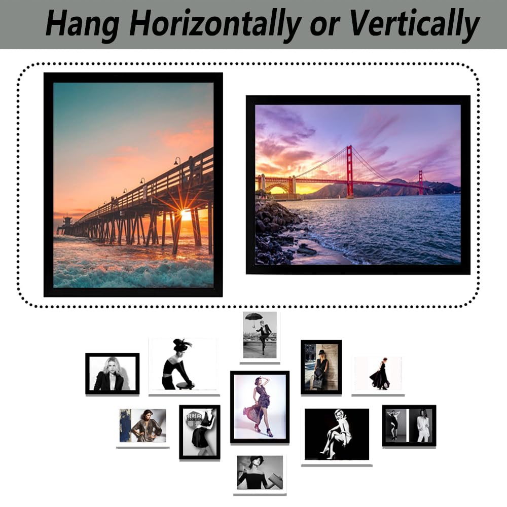 11x14 Picture Frame 2 Pack, Display Poster 8x10 with Mat or 11 x 14 Without Mat, Wall Gallery Photo Frames-Vertical or Horizontal Mounts & Ready to Hang,Photo Frames for Wall Mounting, Black