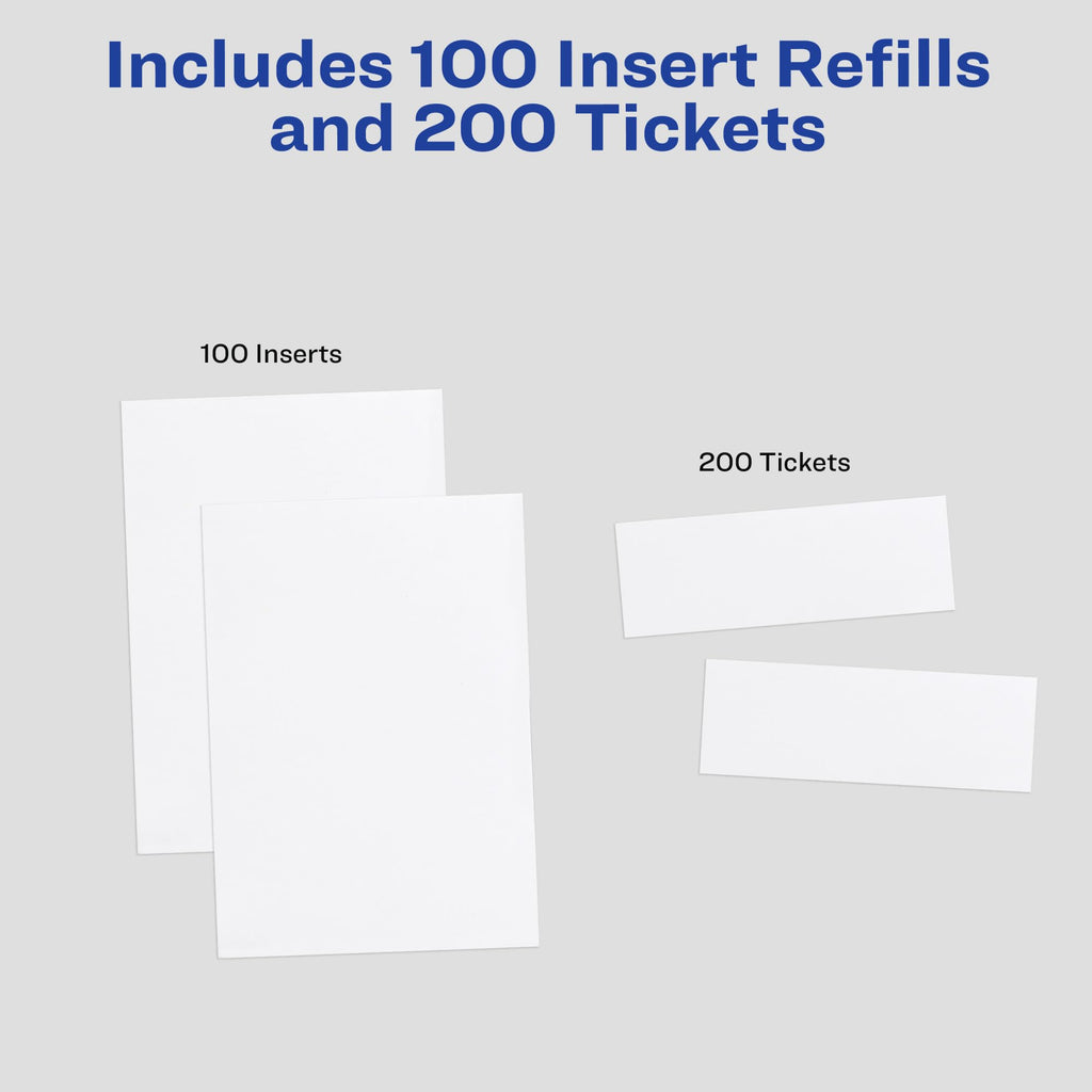 Avery Insert Refills and Blank Tickets for Vertical Name Badges, 6" x 4.25", 100 Name Tag Inserts and 200 Blank Tickets (8522)