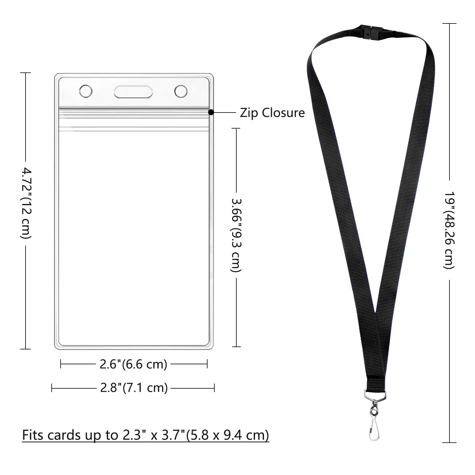 24-Pack Black Breakaway Lanyards with Waterproof Badge Holders, Polyester Neck Straps for ID Cards, Events, Office, and Schools