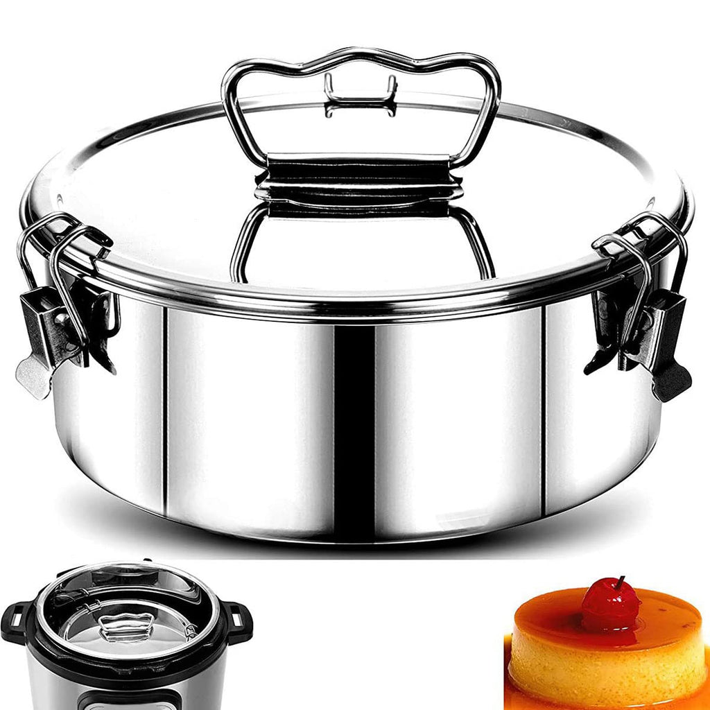 Stainless Steel Flan Mold,Flan Pan, Moldes para Flan - Flaneras,1.5QT Capacity Flanera Flan Maker Portable Round Cake Baking Flan Maker for Chocolate Cake Cupcake Pudding