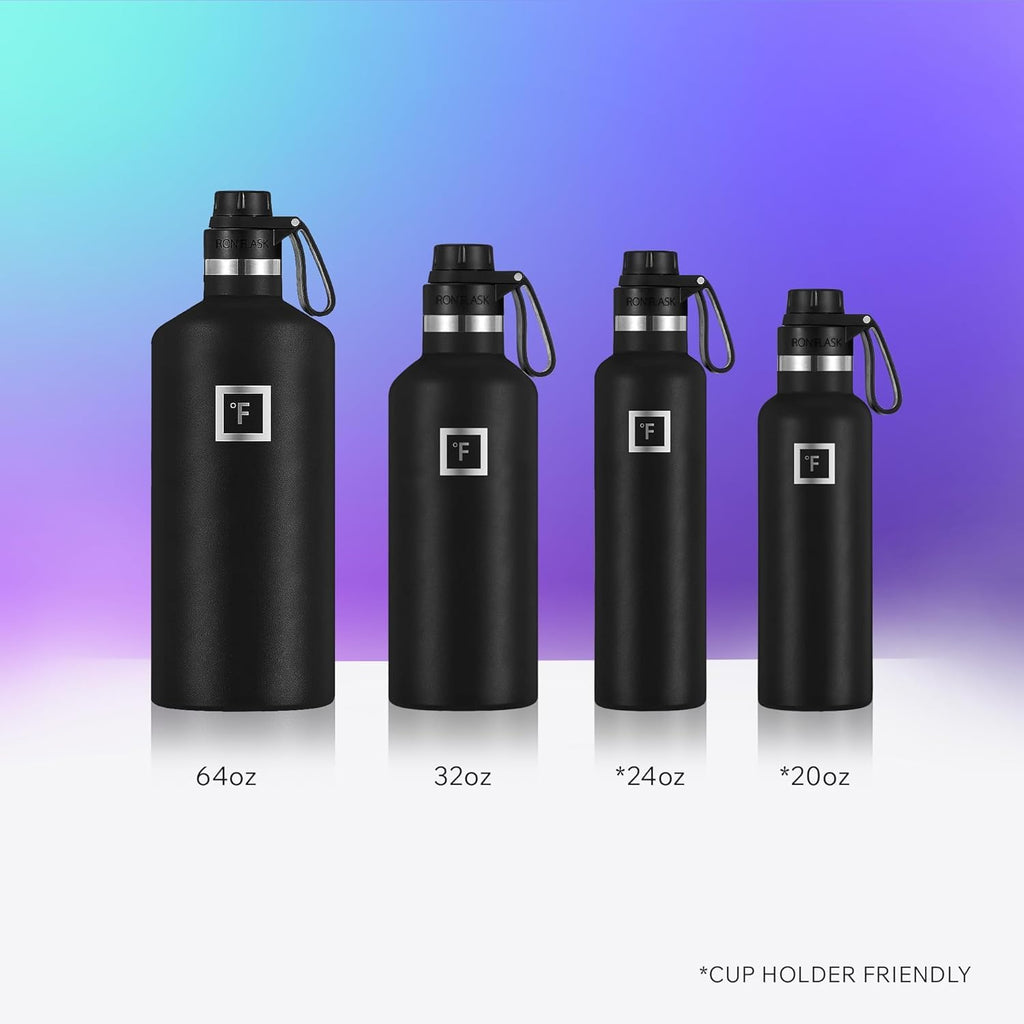 Camping & Hiking Hydration Canteen with Spout Lid (3 Lids) - Double Walled Stainless Steel Insulated Water Bottle - Leak Proof Flask for Sports Gym Travel - Vacuum & BPA Free