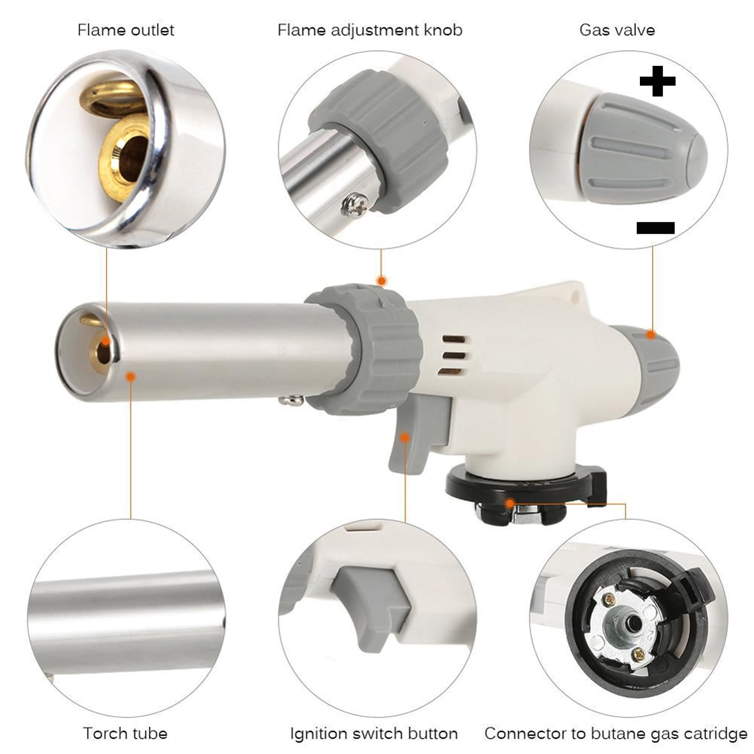 FunOwlet Butane Torch, Reverse Use Culinary Kitchen Blow Lighter with Adjustable Flame, Butane Fuel Not Included, Ideal for Chef Cooking, Creme, Brulee, BBQ, Baking, DIY Soldering