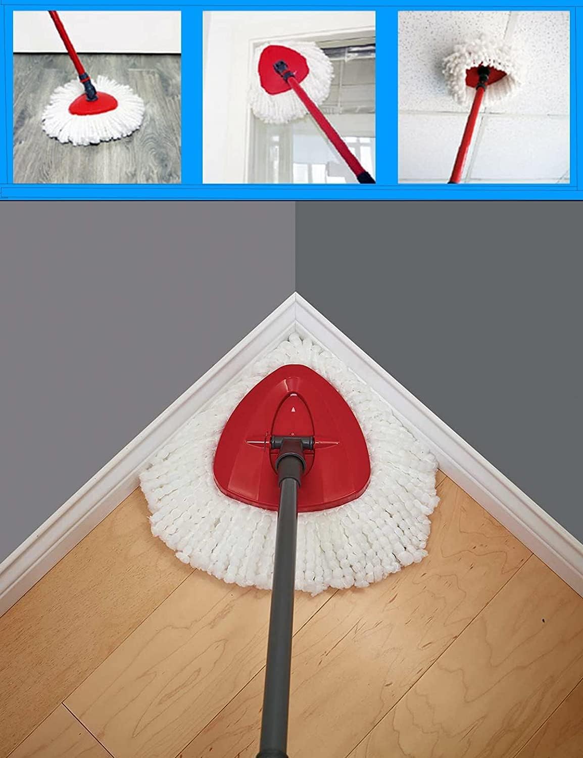 4 Pack Spin Mop Head Replace for Vileda/O-Cedar EasyWring 1 Tank,Compatible with Vileda/Ocedar Triangle Swivel Mops Microfiber Swivel Mop Refill,Deep Clean (4 mop refills)