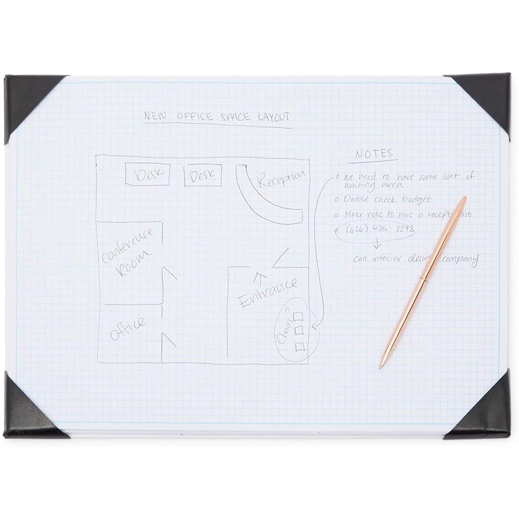 Stockroom Plus Desk Blotter Graph Paper Pad - 17 x 12 in, 50-Sheet White Refillable Desk Pad Mat - Large Notepad for Sketching, Notes & Doodles