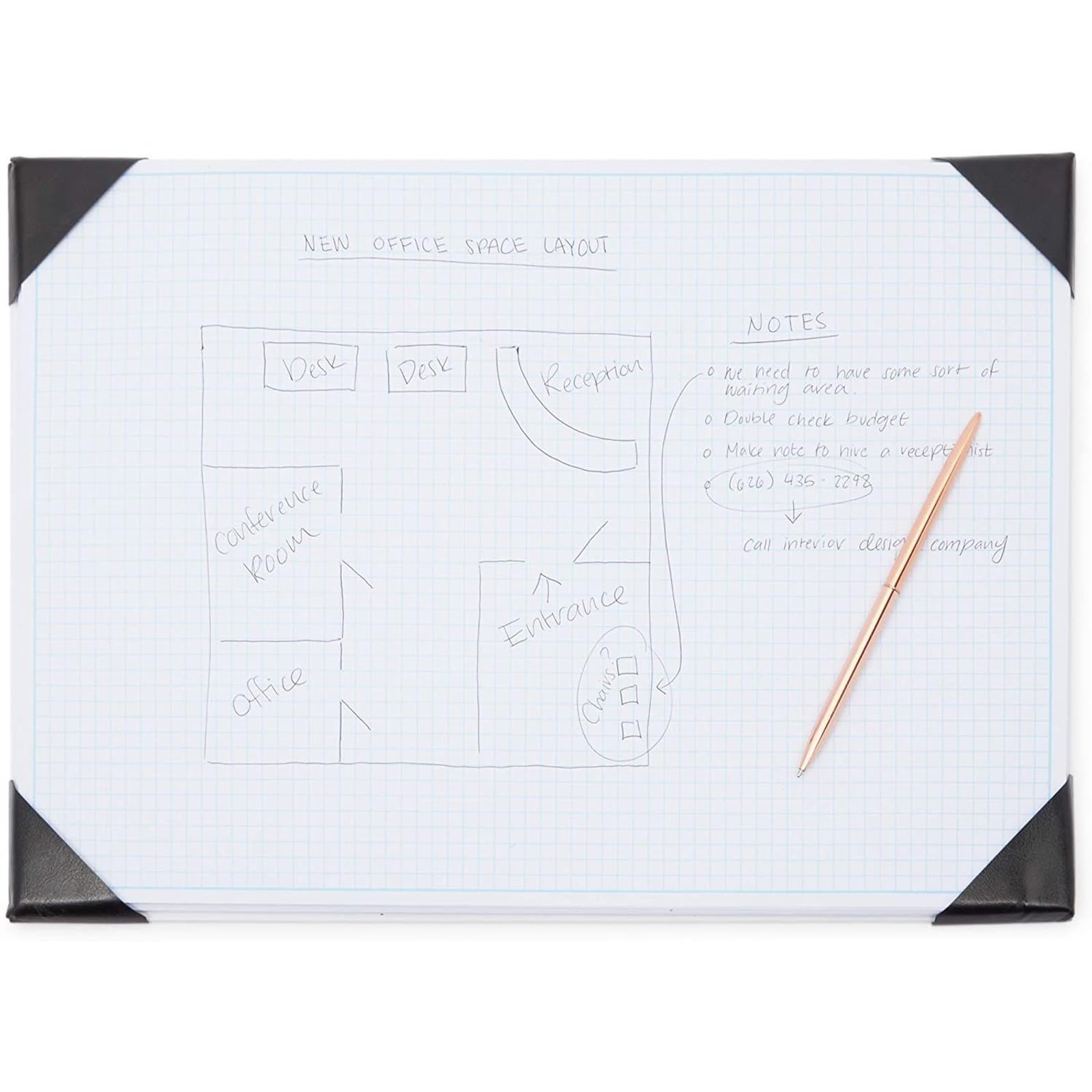 Stockroom Plus Desk Blotter Graph Paper Pad - 17 x 12 in, 50-Sheet White Refillable Desk Pad Mat - Large Notepad for Sketching, Notes & Doodles