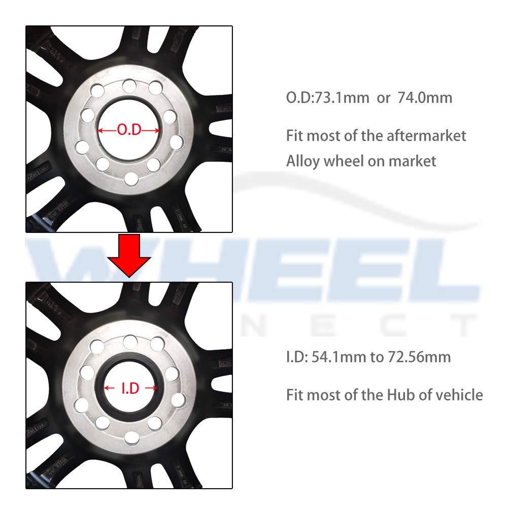 WHEEL CONNECT Hub Centric Rings, 73.1 to 67.1, Set of 4, Aluminium Alloy Hubrings, O.D:73.1-I.D:67.1mm. A