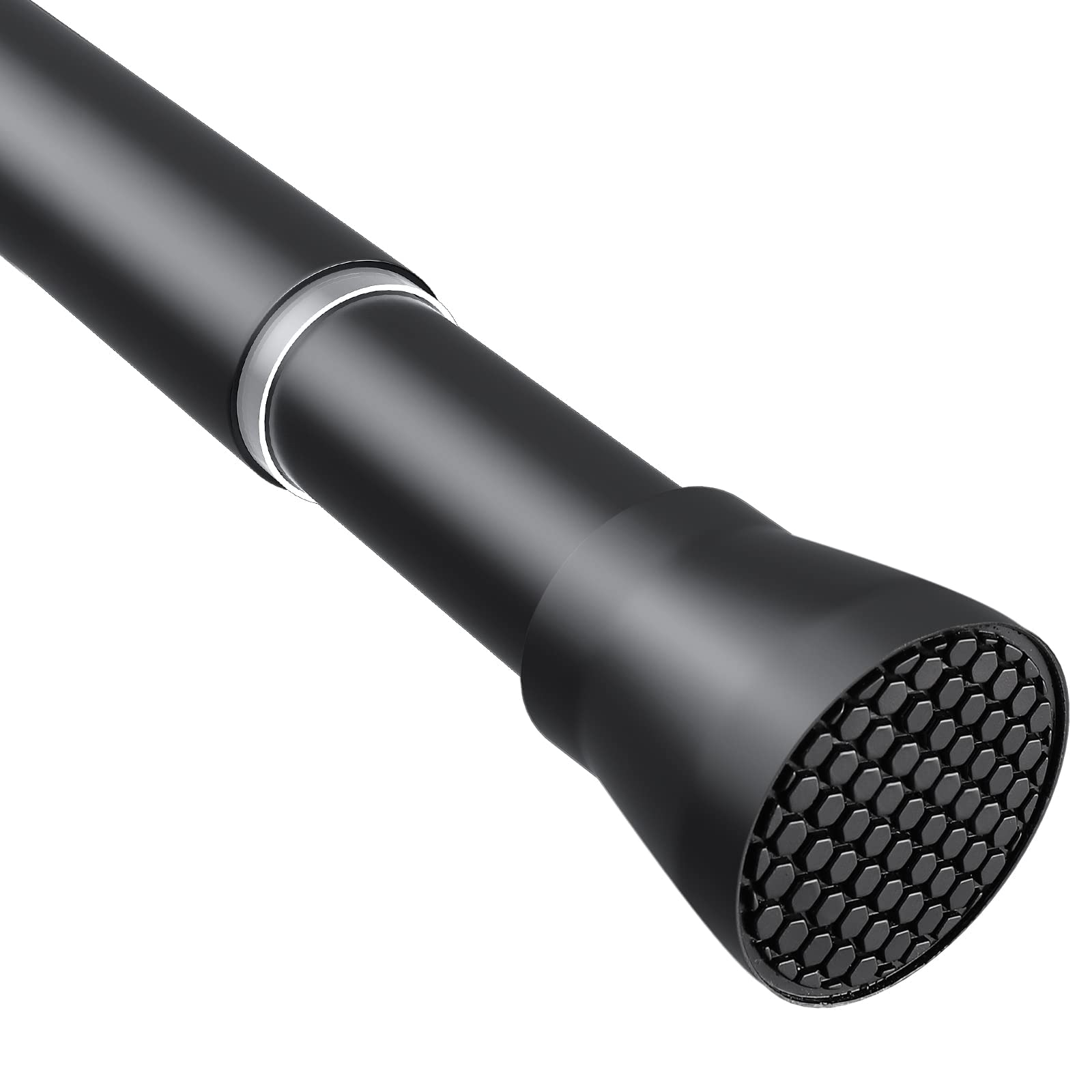 ZipGlo Tension Curtain Rod Adjustable Curtain Rod 28 to 48 Inch, Black Tension Rod Spring Curtain Tension Rod, Curtain Rod No Drill for Bathroom, Windows