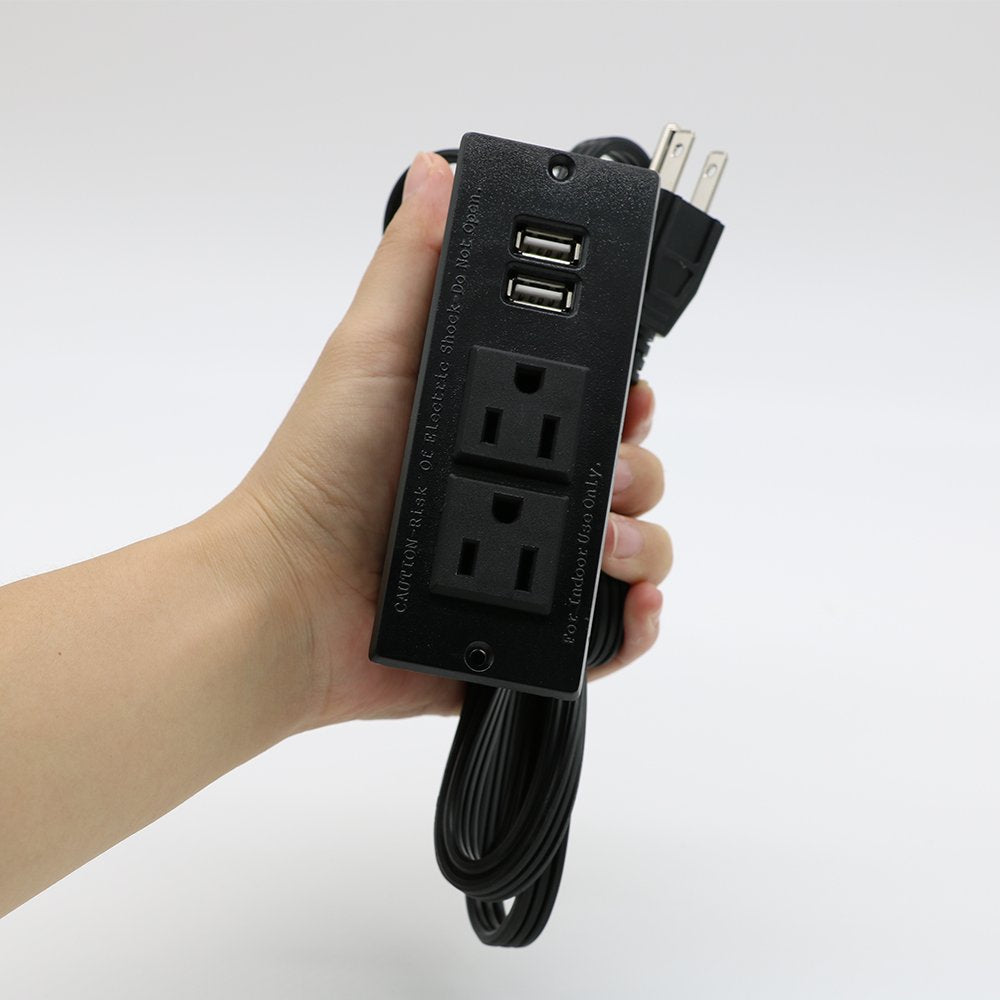 Desktop Power bar with 2 Outlets 2 USB 2.1A Insert Mounting Good for Tabletop Sofa Cabinet Nightstand