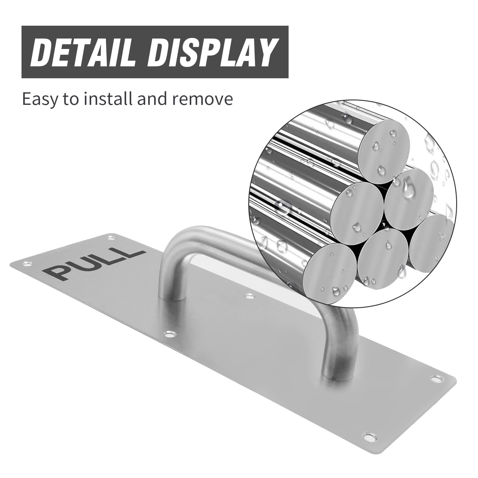 DUZFOREI Stainless Steel Door Handle, Pull and Push Plate Commercial Door Handle with Screws, 11.8" x 3.9" Door Handle