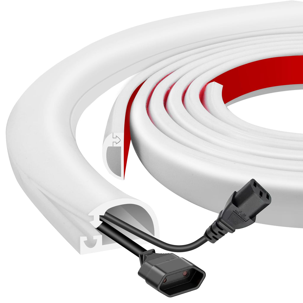 Silicone Wall Wire Hider, Side Open Wire Covers for Cords on Wall, 10FT Self-Adhesive Flexible Cord Hider for Mounted TV, Home Office, Cavity 0.63" W x 0.31" H