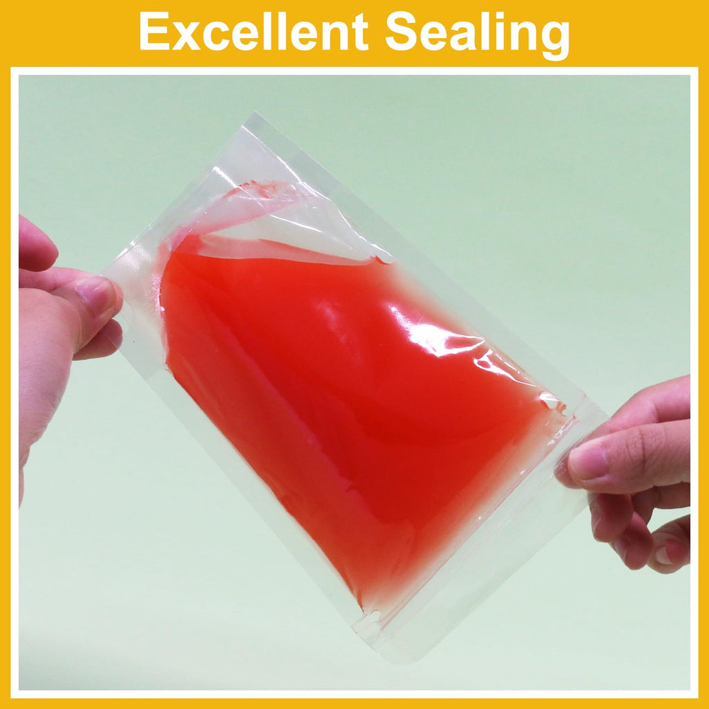 SumDirect Clear Resealable Stand Up Bags - 100 Pack 7x10.23 Inche/1500ml Stand Up Pounch Zipper Drink Bags for Food