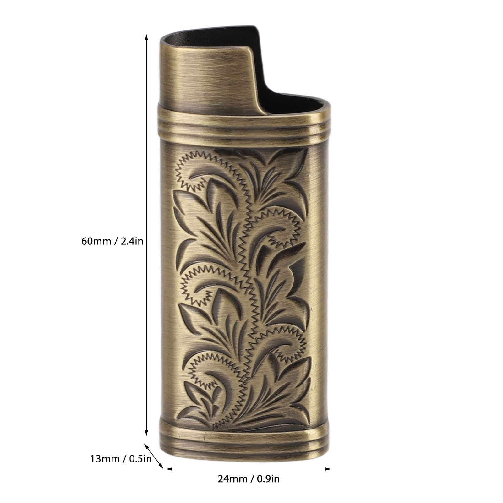 Metal Lighter Case Cover Holder Vintage Floral Stamped, 2pcs Retro Lighter Case Compact 3D Floral Stamped Engraving Zinc Alloy Protective Case Cover(Bronze)