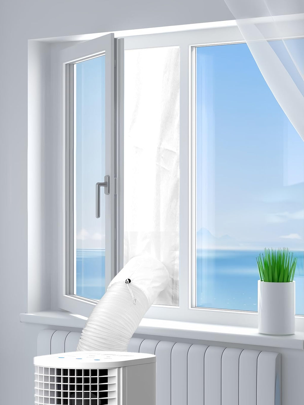 400CM (157 inch) Universal Window Seal for Portable Air Conditioner and Tumble Dryer, Sealing AC Vent Kit with Adhesive Fastener