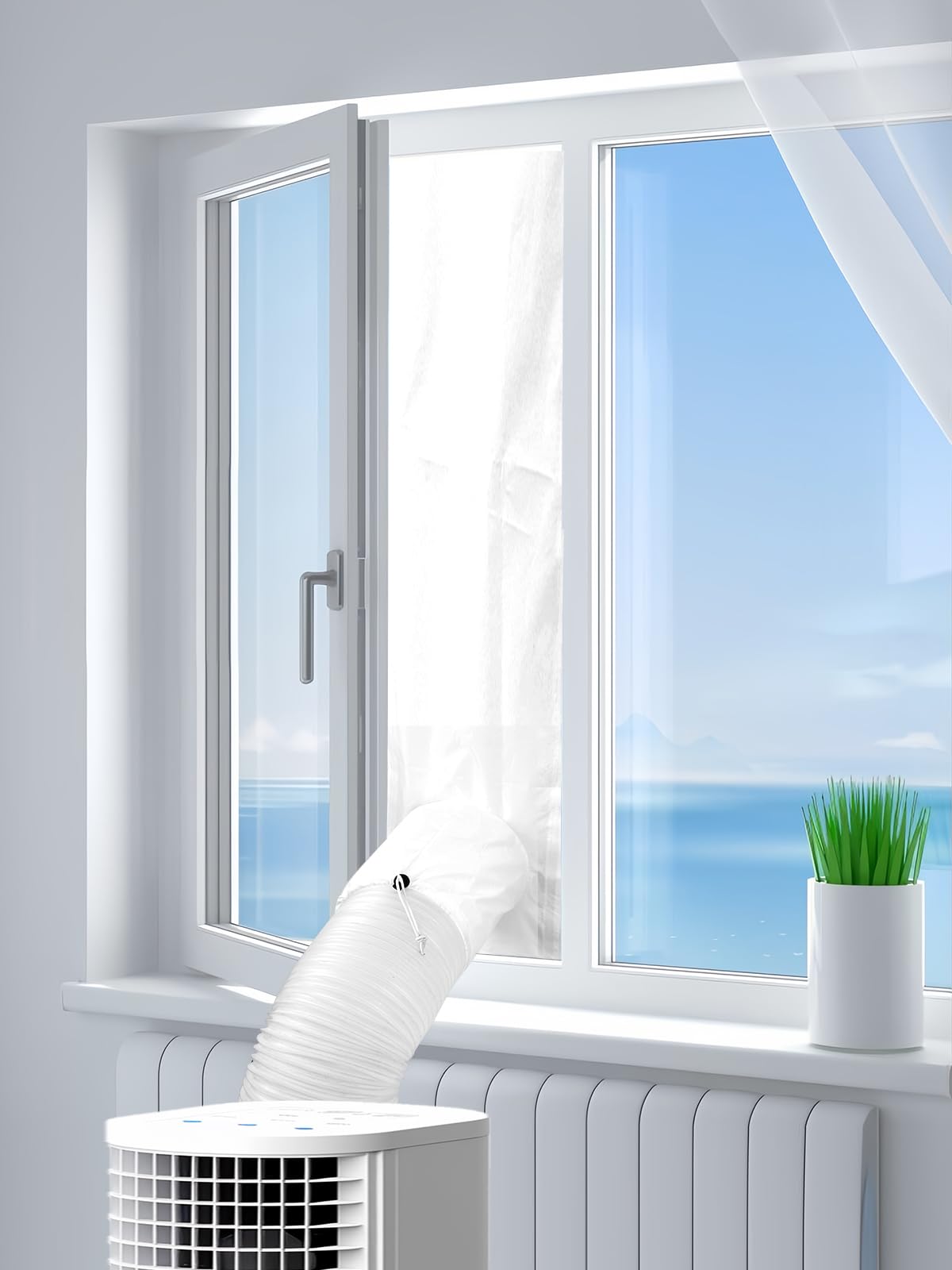 400CM (157 inch) Universal Window Seal for Portable Air Conditioner and Tumble Dryer, Sealing AC Vent Kit with Adhesive Fastener