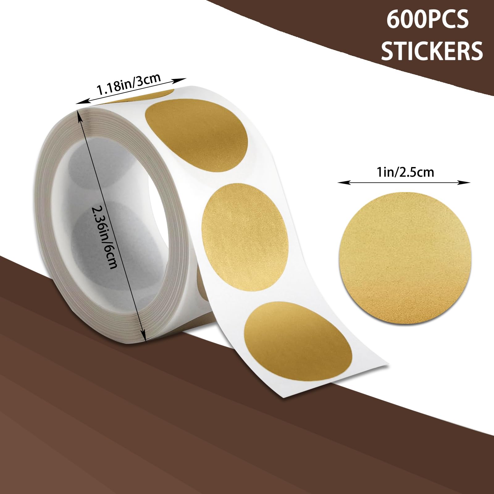 600PCS 1 Inch Scratch Off Sticker Round Labels Scratch Off Card Stickers Circle Self Adhesive Labels for Lottery Tickets DIY Reward Cards (Gold)