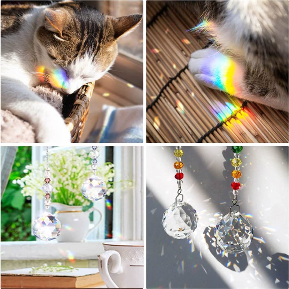 8 PCS Clear Crystal Ball Prism, K9 Crystal Sun Catchers Ball for Garden Ornaments Outdoor Window Chandelier Hanging Pendant DIY Parts 40mm