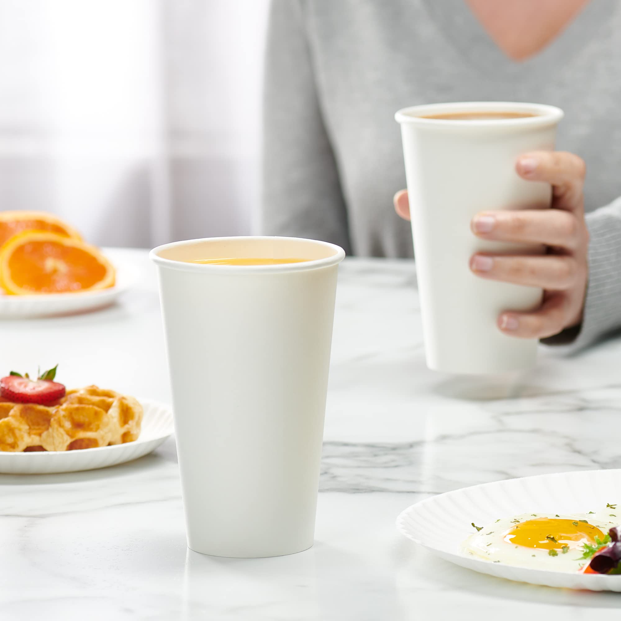 GUSTO [16 oz - 100 Count] Disposable White Paper Cups, Hot Coffee Cups - Eco-Friendly Hot Cups - Formerly Comfy Package