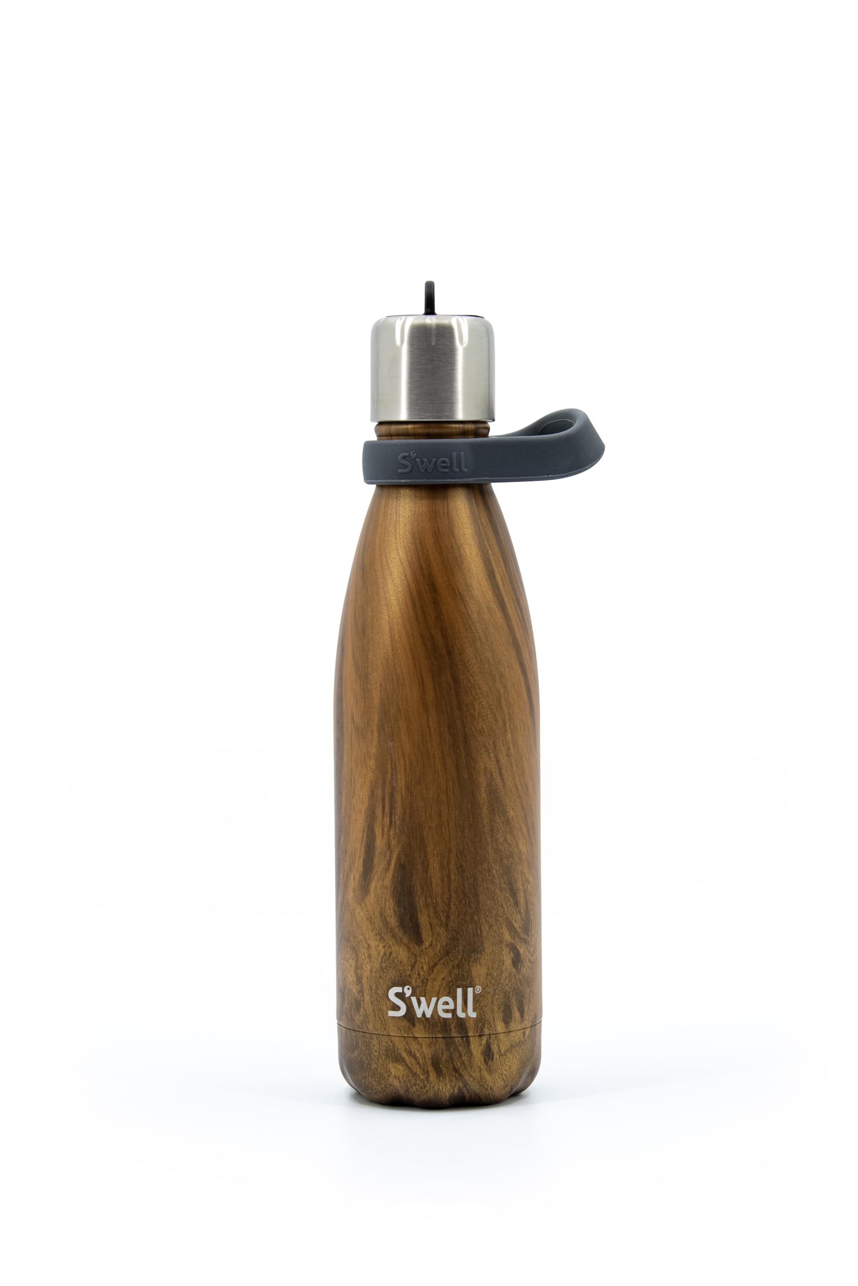 S'well - Stainless Steel Water Bottle with Flip Straw Cap, Triple Layered Vacuum Insulated Containers Keeps Drinks Cold for 36 Hours and Hot for 10, BPA Free, Perfect for On The Go (17 oz, Teakwood)