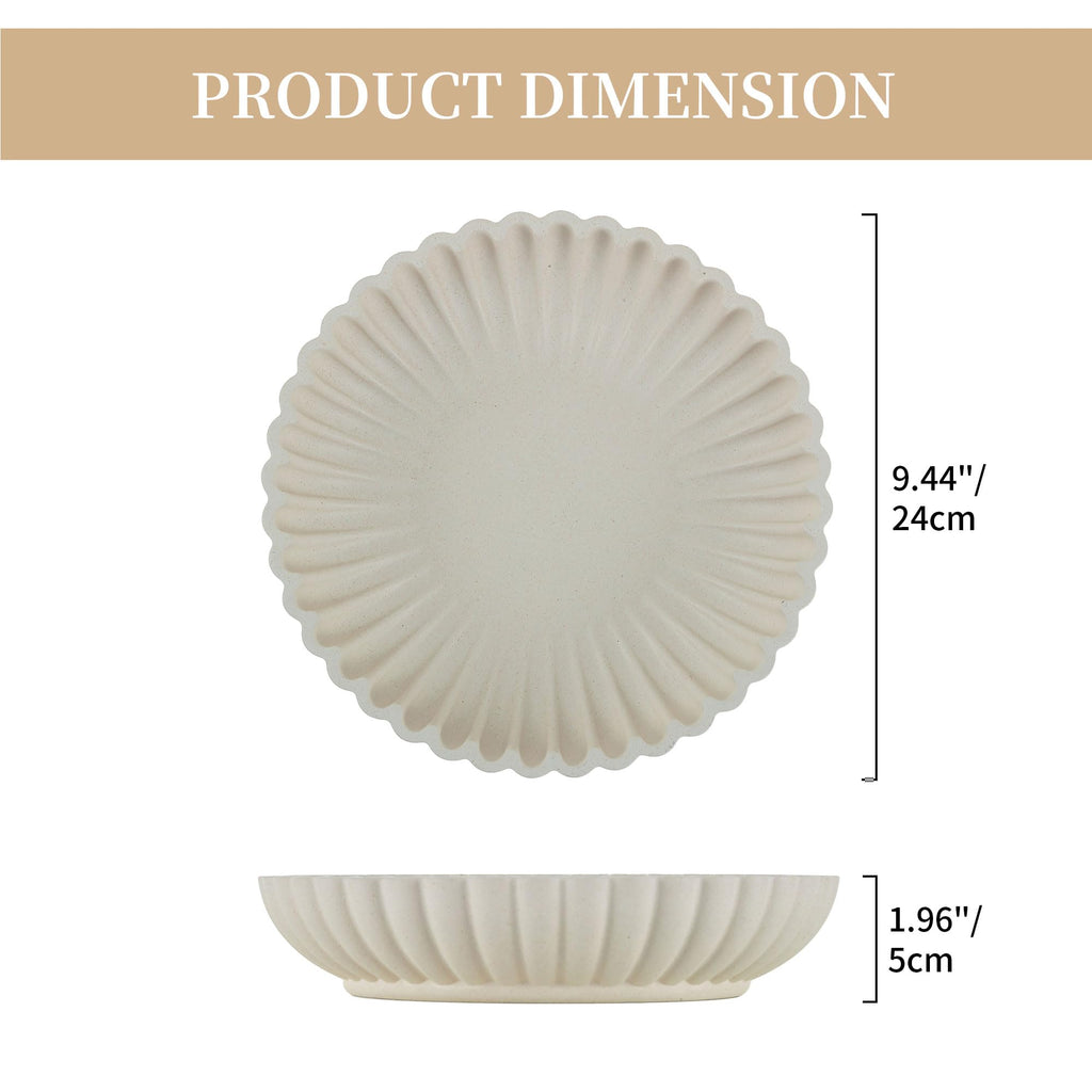 Hanobe Decorative Centerpiece Bowl Decor: Large Fruit Bowls for Home Dinning Kitchen Counter Resin Scalloped Ruffle Key Tray for Living Entryway Coffee Tables