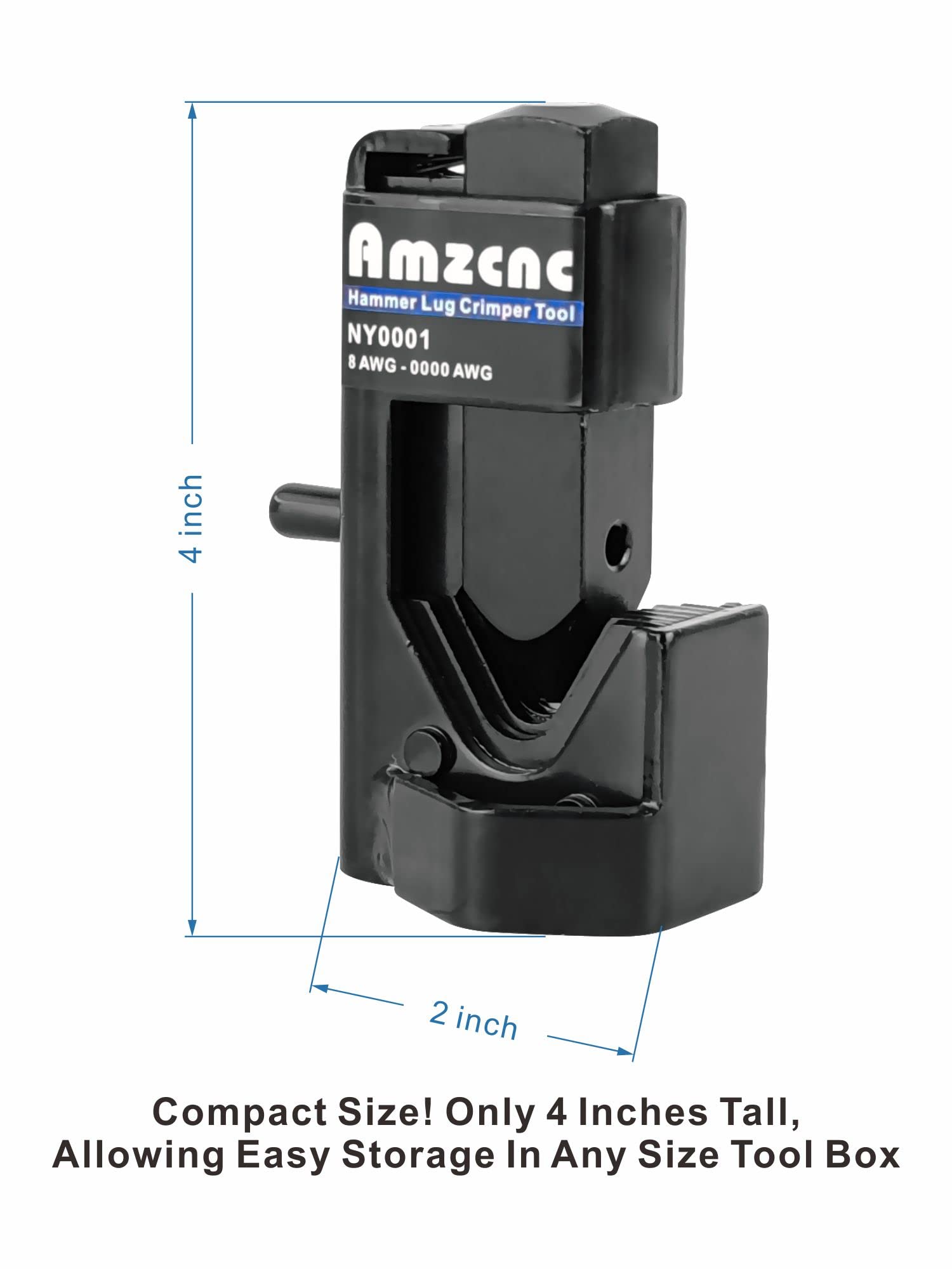 AMZCNC Hammer Lug Crimper Tool for 8 AWG - 0000 AWG Battery and Welding Cables(Crimps Battery and Welding Cables 8 AWG to 4/0 Wire Gauge)