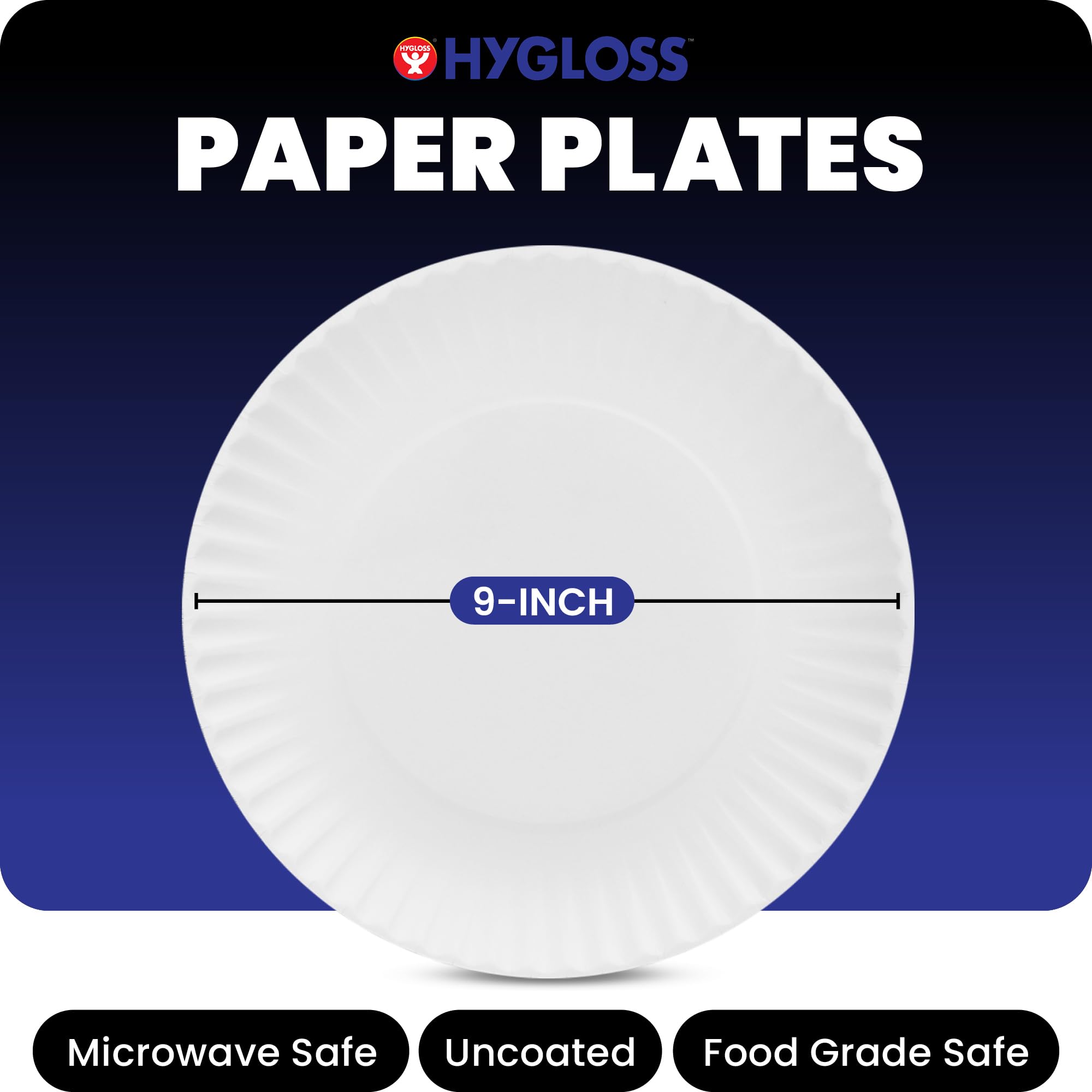 Hygloss Products Paper Plates - Uncoated White Plate - Use for Foodware, Events, Activities, Crafts Projects and More - Environmentally Friendly - Recyclable and Disposable - 9-Inches - 200 Pack