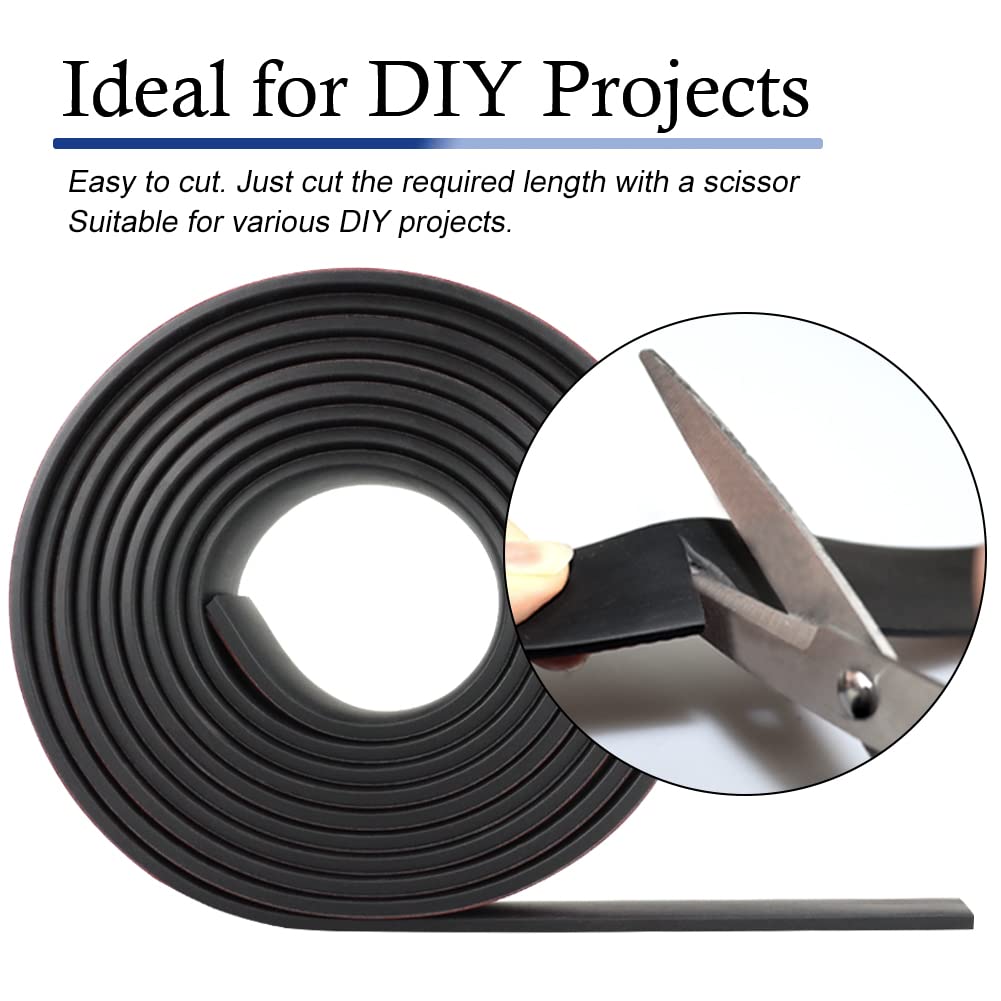 Neoprene Rubber Strips Self Adhesive Solid Rubber Sheets, Rolls & Strips for DIY Gaskets Crafts Pads Seals Warehouse Flooring Neoprene Sheet with Adhesive Backing (1, 1” Wide x 1/5" Thick x 10' Long)