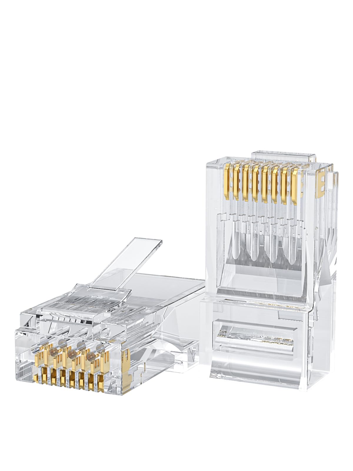 Cat6 RJ45 Ends, CableCreation 100-Pack Cat 6 Connector, CAT6 / CAT5e RJ45 Connector, Ethernet Cable Crimp Connectors UTP Network Plug for Solid Wire and Standard Cable, Transparent