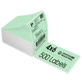 Spartan Industrial Direct Thermal 4" X 6" Fanfold Green Shipping Labels | (500 Total 4x6 Fan-fold Labels) | Compatible with Rollo, Munbyn, Zebra Thermal Printers | Commercial Grade and Professional