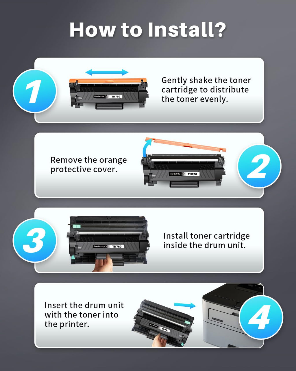 INK4U TN760 TN-760 Compatible Toner Cartridges Replacement for TN760 TN-760 DR730 DR-730 Toner Cartridges to Use with HL-L2350DW DCP-L2550DW HL-L2395DW Hl-L2390DW HL-L2370DW Printer (2 Black)