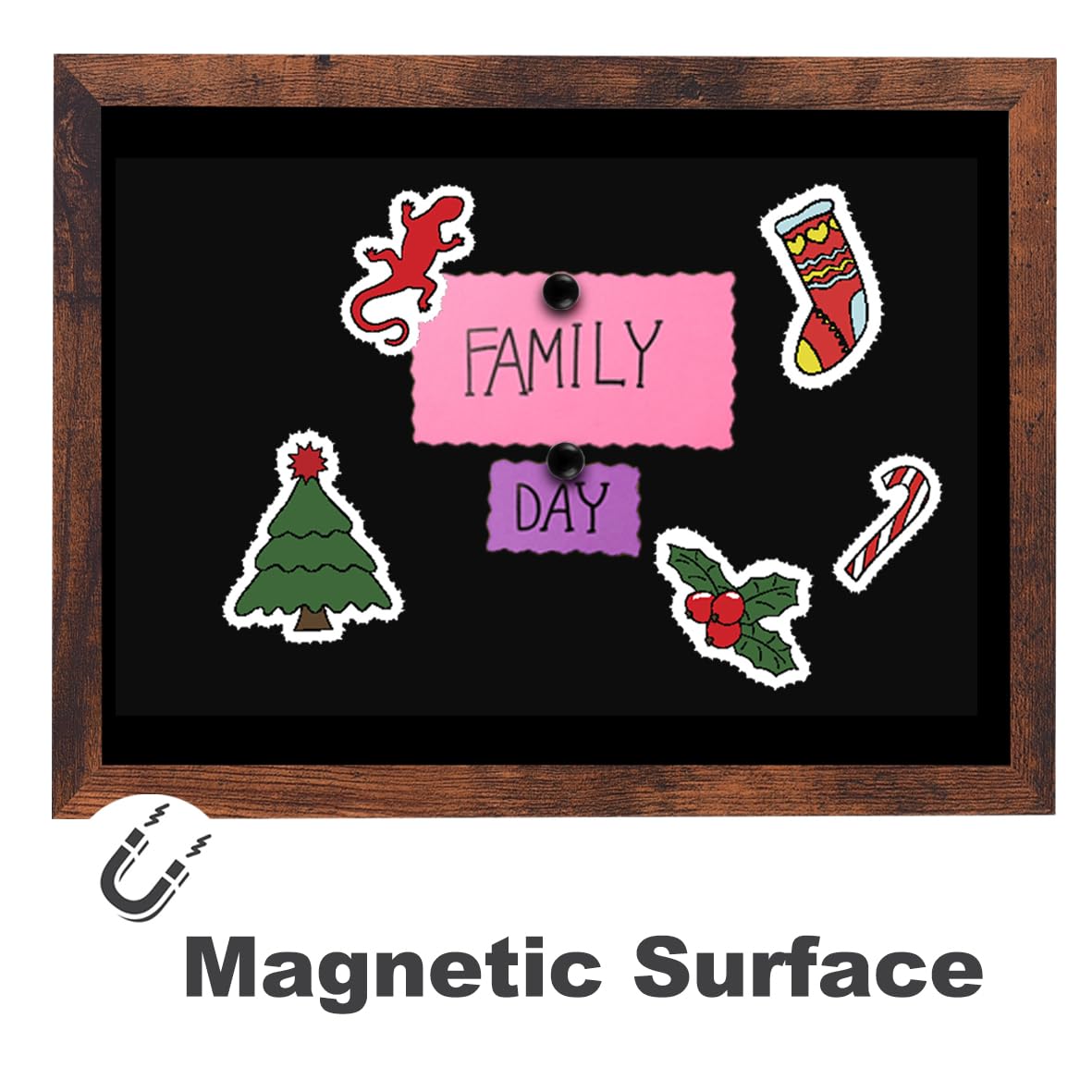 Umtiti Chalkboard, 30 * 40 cm, Walnut Brown Solid Wood Frame，Magnetic Surface Chalkboard for Kitchen Home, Office, Restaurantand and Wall Decor，BN-3040-CA